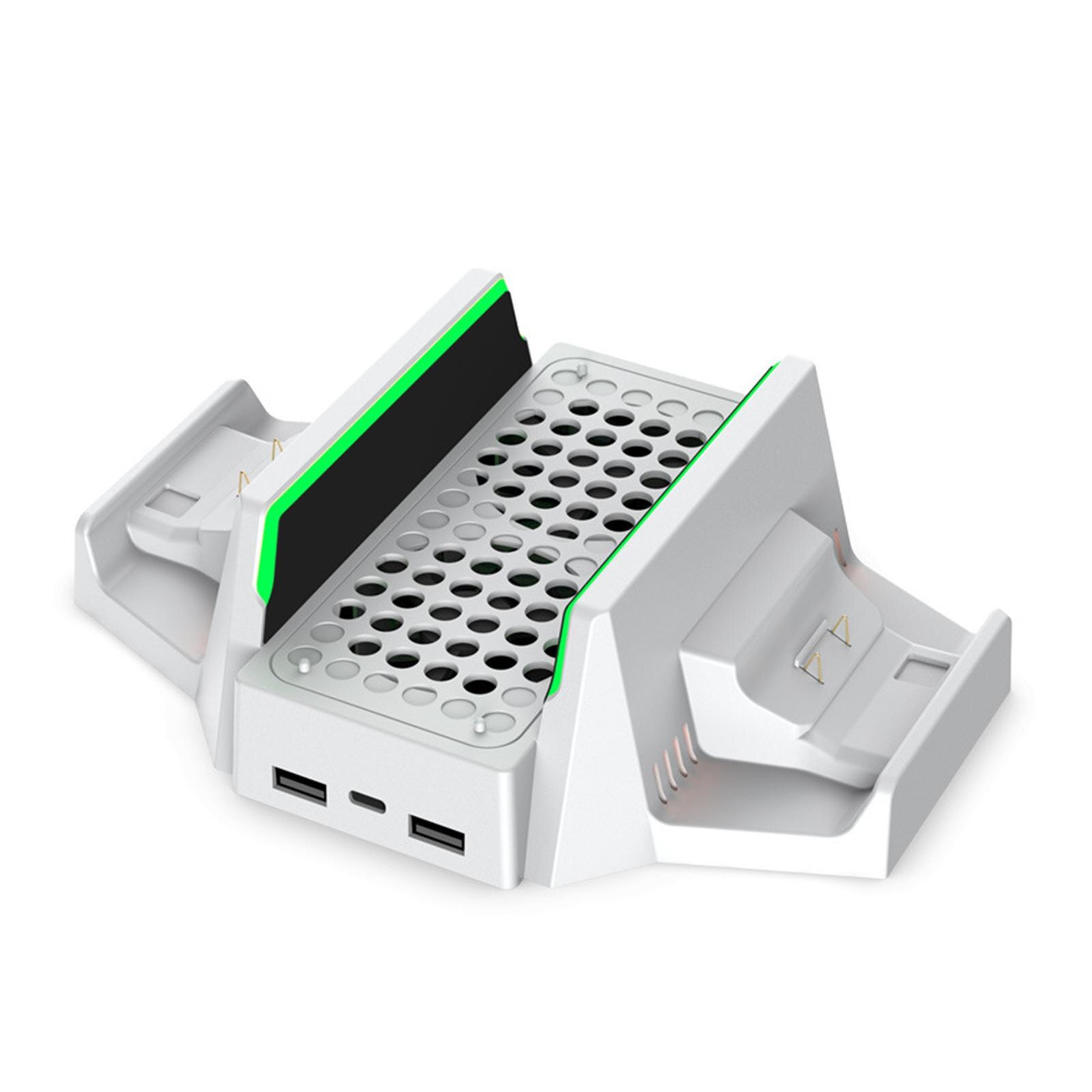 Vertikaler lüfterständer mit ladestation, 3 geschwindigkeitsstufen, zusätzlichen usb-anschlüssen für die series s-spielkonsole, usb-kühler, weiß