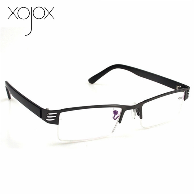 XojoX Finished Myopia Glasses Women Men Metal Half-rimmed Blue film Short-sighted Eyewears Student Nearsighted Spectacles