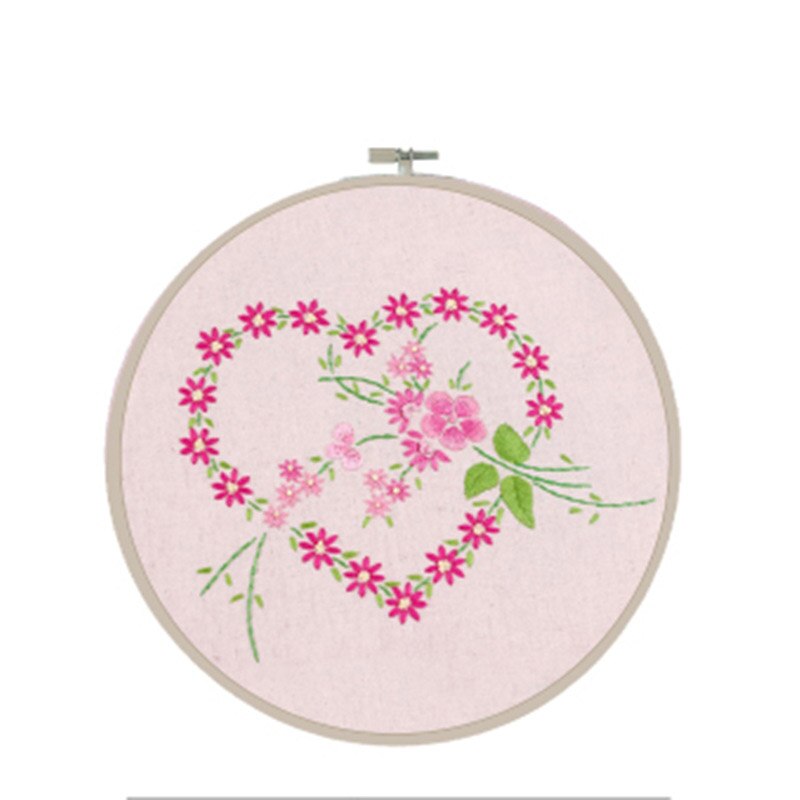 DIY Flowers Embroidery for Beginner, Needlework Kits Cross Stitch Sets, Handmade Arts Crafts Sewing Lover's Wedding Decor: B / 20CM Retro hoop kit