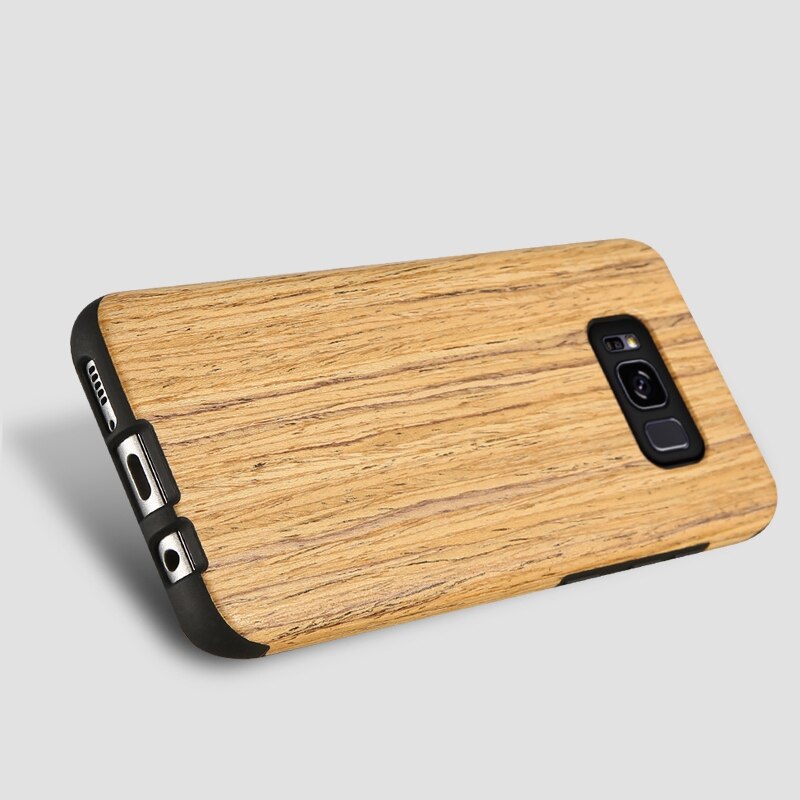 Funda KISSCASE textura de madera Natural para Samsung Galaxy S10 Plus S10E S8 fundas blandas de grano de madera para Samsung S8 Plus: S8 Plus / Light Brown