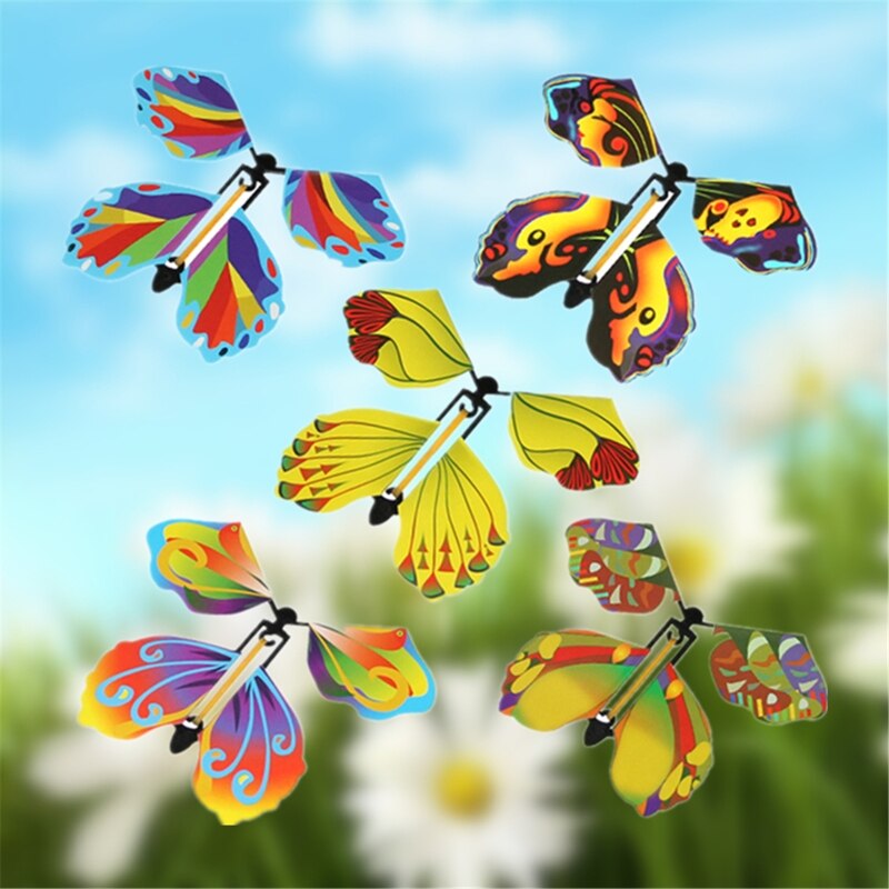 10Pcs Magic Flying Butterfly Wind Up Rubber Band Powered Butterfly for Kids Boys Girls Christmas Surprise Stocking