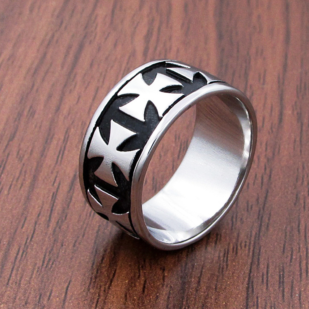 Anillo de acero inoxidable con cruz de hierro para hombre y niño, accesorio sencillo y redondo, estilo Retro, alemán, Punk, de , joyería, talla 8-13