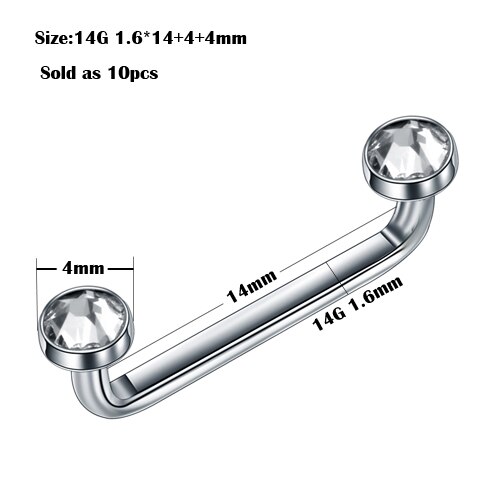 10 stuks/partij  g23 titanium oppervlakte barbell 14g 16g micro dermale piercings kristal dermale anker piercings lichaamssieraden piercings: Stijl 15