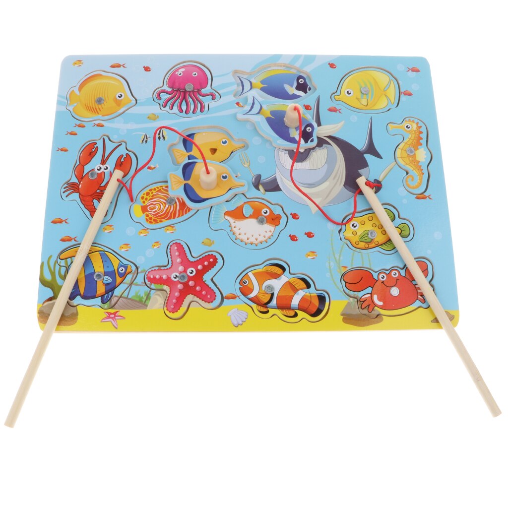 Fishing Game Animal Jigsaw Puzzle Wooden Pretend Education Toy