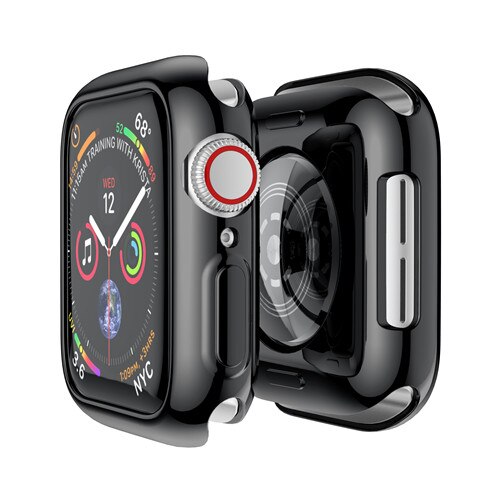 Cover Case Voor apple watch band 44mm/40mm apple watch 5 4 3 band 42mm/38mm iwatch screen protector siliconen beschermende bumper: black / 42mm series 3 2 1