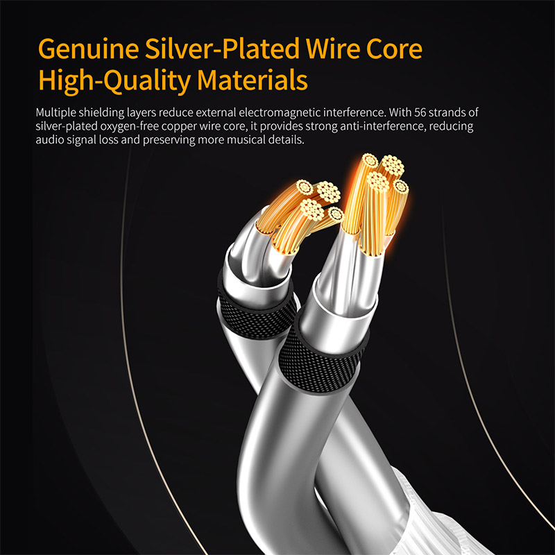 Auriculares KZ tipo C, Cable de auriculares chapado en plata de cobre sin oxígeno, Pin chapado en oro de alta pureza de 0,75 MM