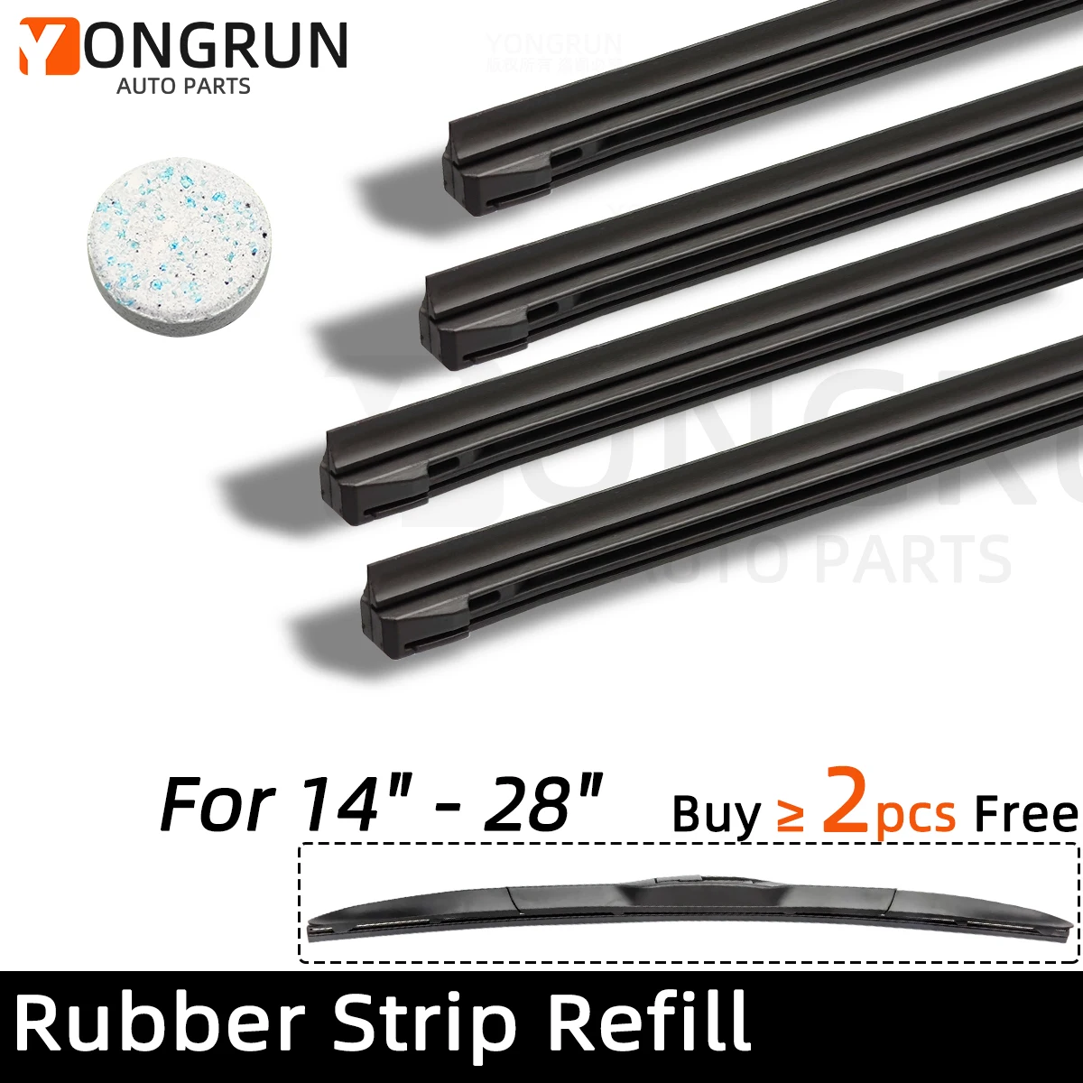 Piezas de repuesto para limpiaparabrisas de coche, hoja de repuesto de goma, tira de inserción suave, 14 ", 16", 18 ", 22", 24 ", 26", 28 ", 35cm a 70cm