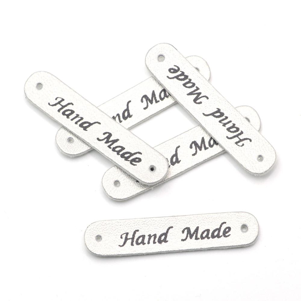 30Stck Handgemachte Etiketten Stichworte Kleidung Bekleidung PU Leder Etikett Hand gemacht Jeans Taschen DIY Handwerk betroffen NäHenne Liefert: Nein.2-5cm x1cm