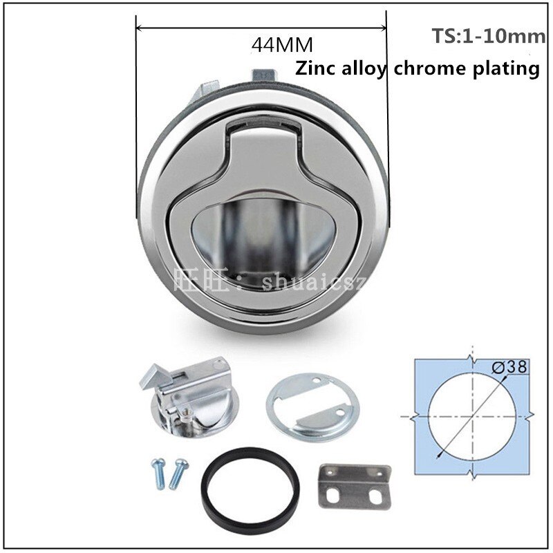 Stainless steel round lock car door inside and outside double door lock pull ring hand lock pull buckle lock: S zinc alloy NO lock