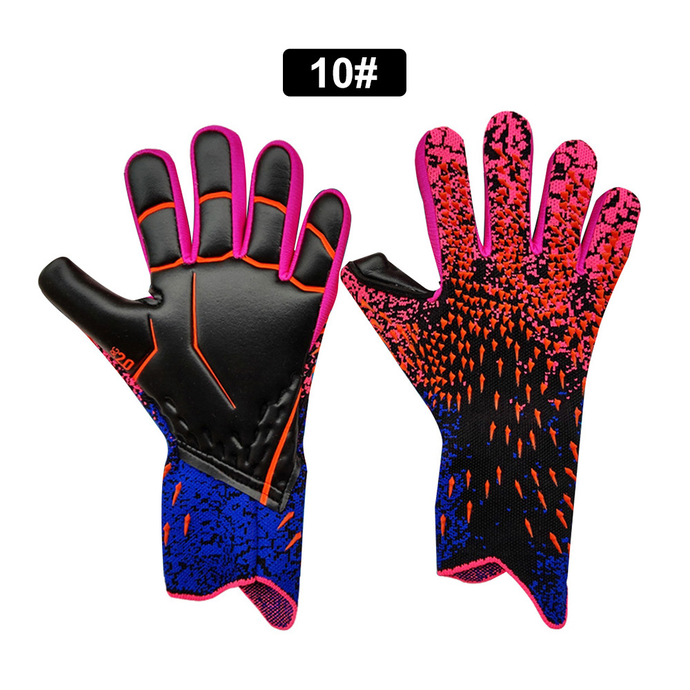 Professionele Voetbal Keeper Voetbal Handschoenen Anti-Slip Dikker Voetbal Keeper Handschoenen Vinger Bescherming Handschoenen Voetbal Equipmen: Paars