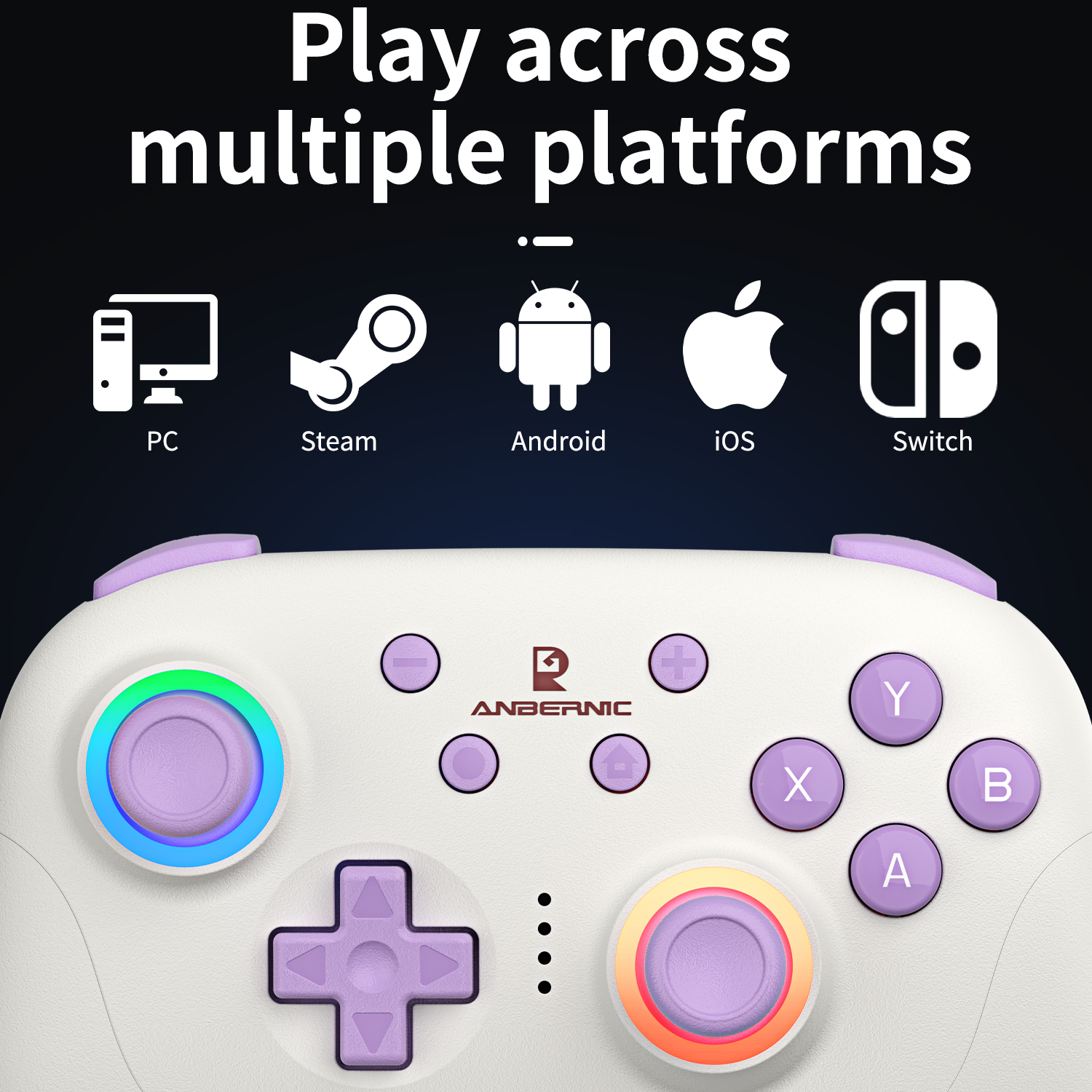 ANBERNIC RG P01 RGP01 Gamepad Game Controller Hall Effect Joystick XBOX Wired Wireless Bluetooth For PC Android IOS Steam RGB