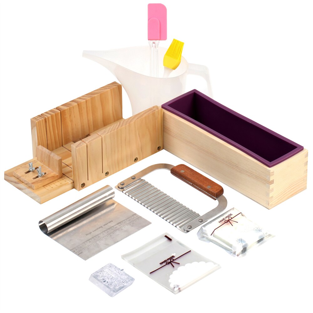 Nicole Soap Making Kit Handmade Silicone Liner with Multifunctional Soap Cutter and Stamp Complete Supplies for Soap