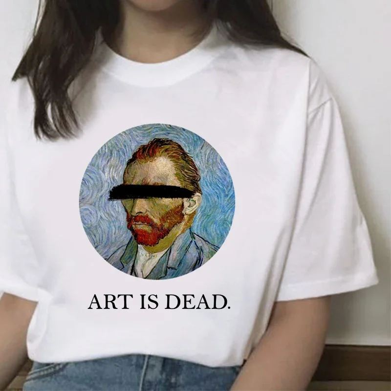 Zonnebloem Bedrukte T-Shirt Van Gogh Art T-Shirts Mode Vrouwen Tops Tee Harajuku T-Shirts Dames T-Shirt Kleding Camiseta Feminina: XXXL / Goud
