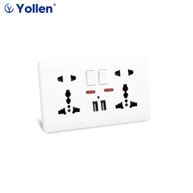 USB Power Socket, Many style Panel, Bedroom socket,AC110V-250V 13A Wall Embedded, Double usb Universal/UK/IN Standard Outlet: 4Universal USBswitch