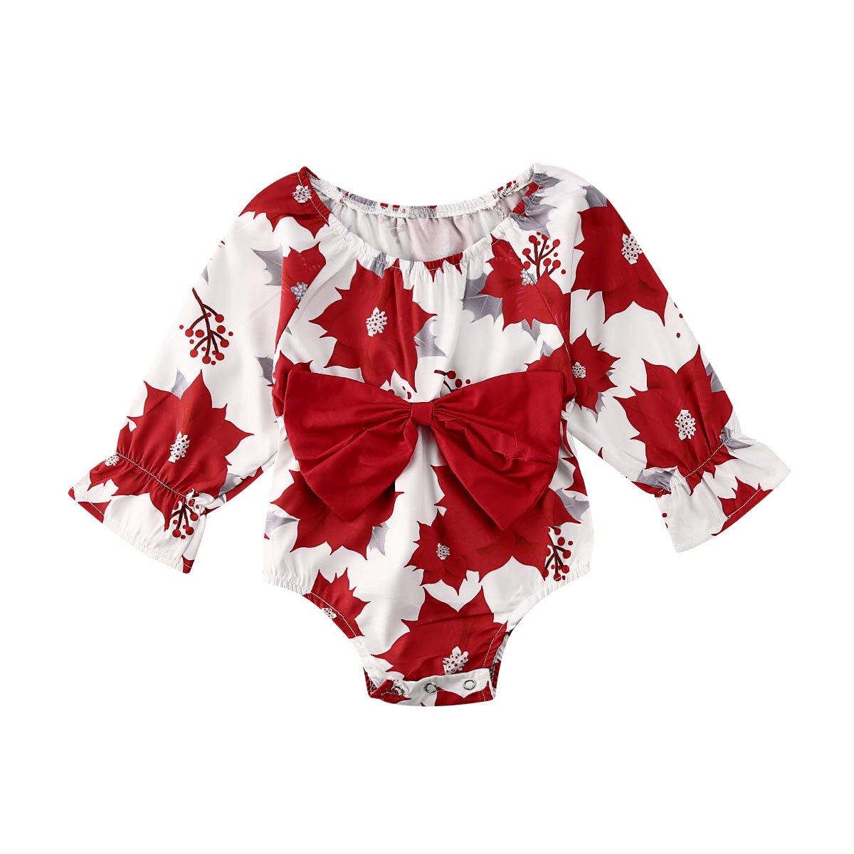 Pudcoco Pasgeboren Kids Baby Meisje Bloemen Gedrukt Lange Mouwen Kleding Bloemen Romper Jumpsuit Grote Boog Slanke Mode Outfit: Nieuwgeboren