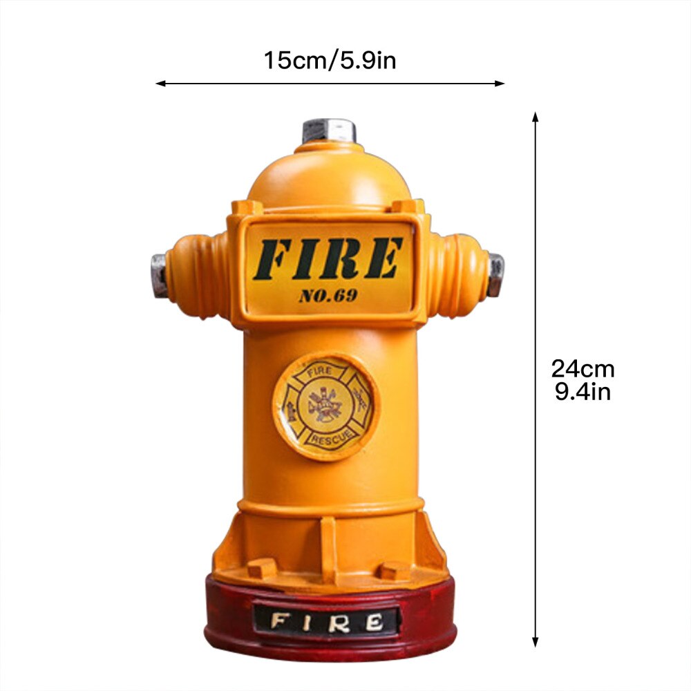 Resin Fire Hydrant Piggy Bank Fire Extinguisher Figurines Ornament for Home Vintage Soft Decoration for Kid Birthday