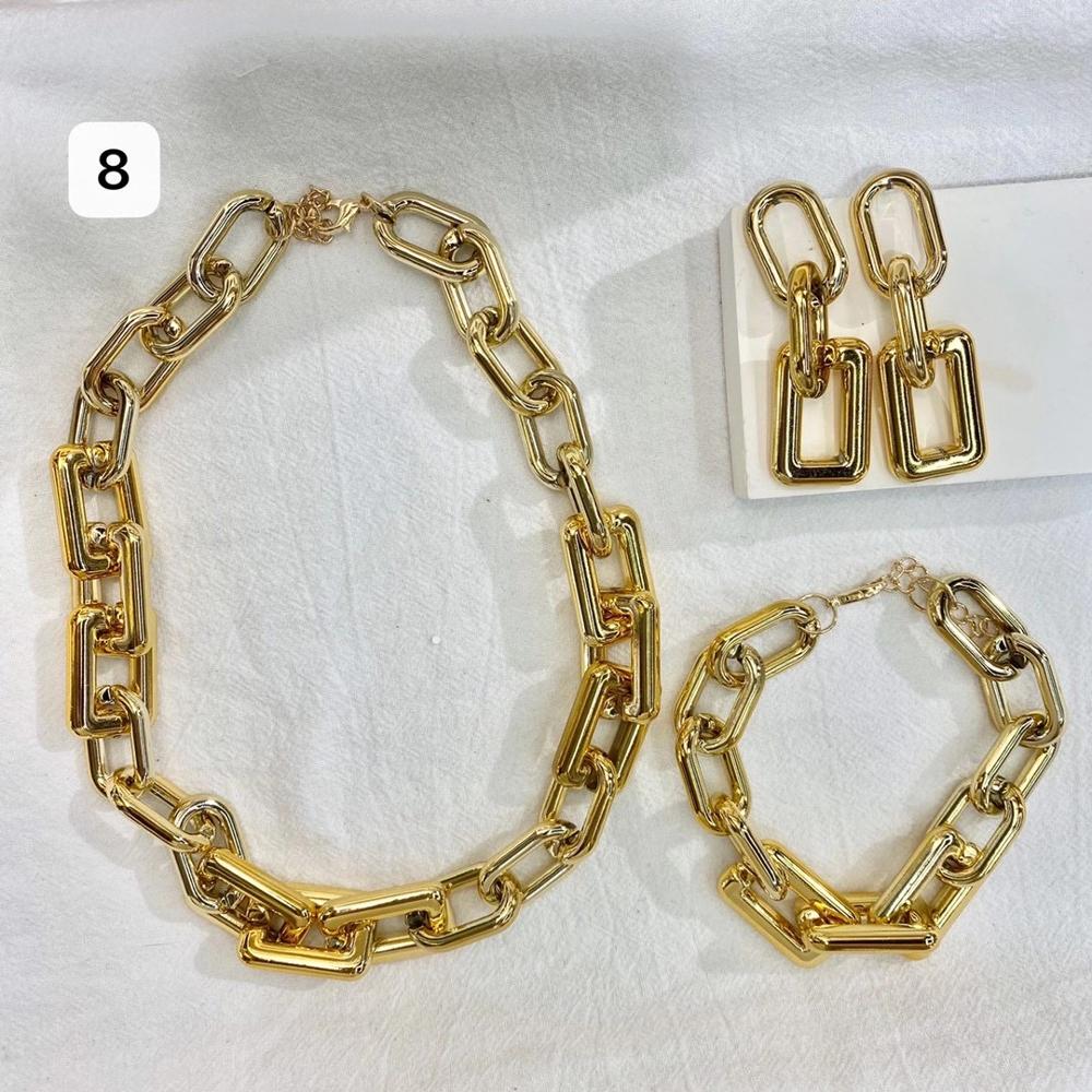 Dames retro gouden dikke kettingset van 3 #39 hiphop punk straatstijl sieraden korte ketting: 8