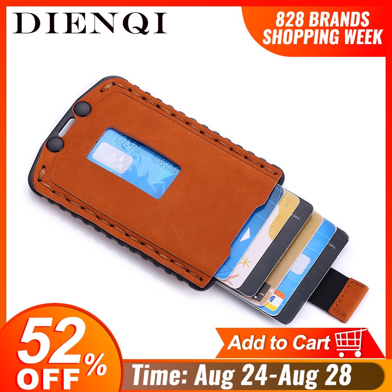 DIENQI Rfid Leather Bank Credit Card Holder Wallet Men Cardholder Case Male Pocket Slim Minimalist Wallet nederlands