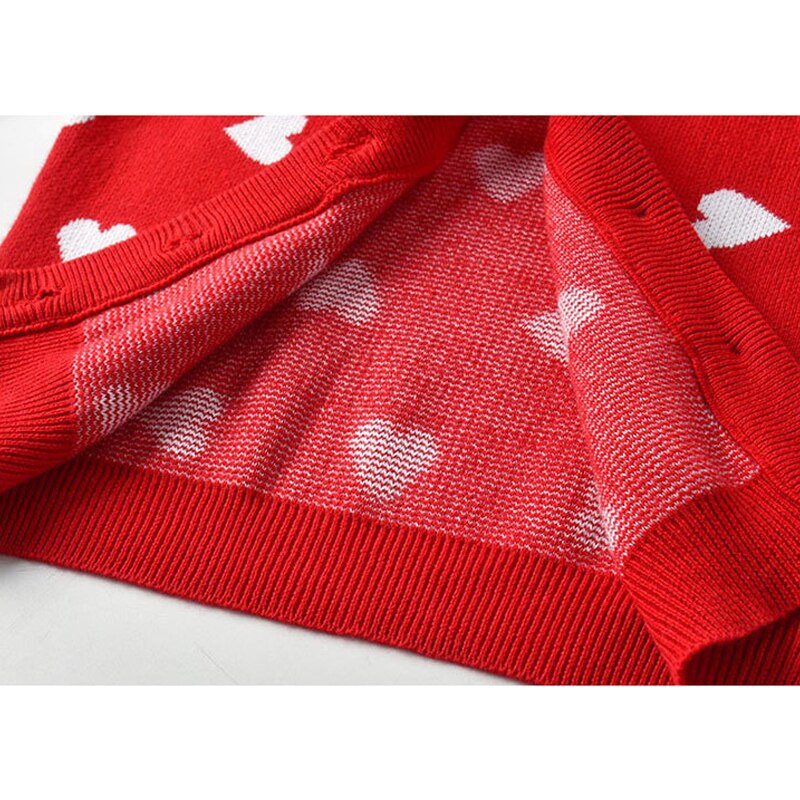 Humor Bear Girls Cardigan lavorato a maglia inverno autunno manica lunga caldo scollo a V motivo a cuore stampato maglione per bambini per 2-5 anni