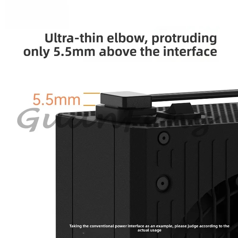90-Degree Elbow Power Supply Extension Cable - Ultra-Thin Soft C13 to C14 3-Pin