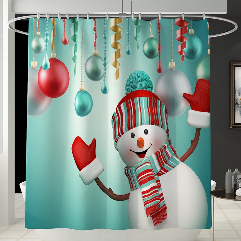 Zeegle Kerst Badmat En Douchegordijn Set Antislip Douche Floor Mat Absorberende Wc Tapijt Voet Mat Wasbare badmat Set: YL146