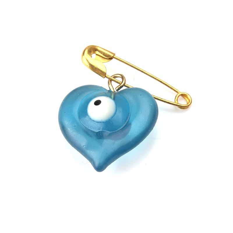 5 Stks/partij Turkije Blauw Hart Evil Eye Charms Hanger Broche & Pin Voor Broche Pin Vrouwen Mannen Shirt Jasje Badge pins Mode-sieraden