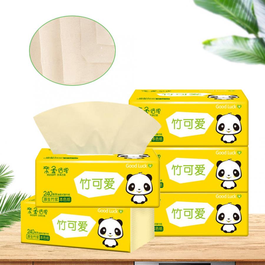 Disposable 5Packs 4Layers Fold Paper Towels Pumping TissuesHome Toilet BathroomBamboo Pulp Napkins Household Tissue