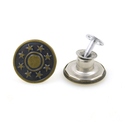 Komen 10 Sets/partij 17Mm Brons Mode Metalen Jeans Knop Schacht Knop Voor Kledingstuk Broek Naaien Kleding Accseeories Handgemaakte: NO 072