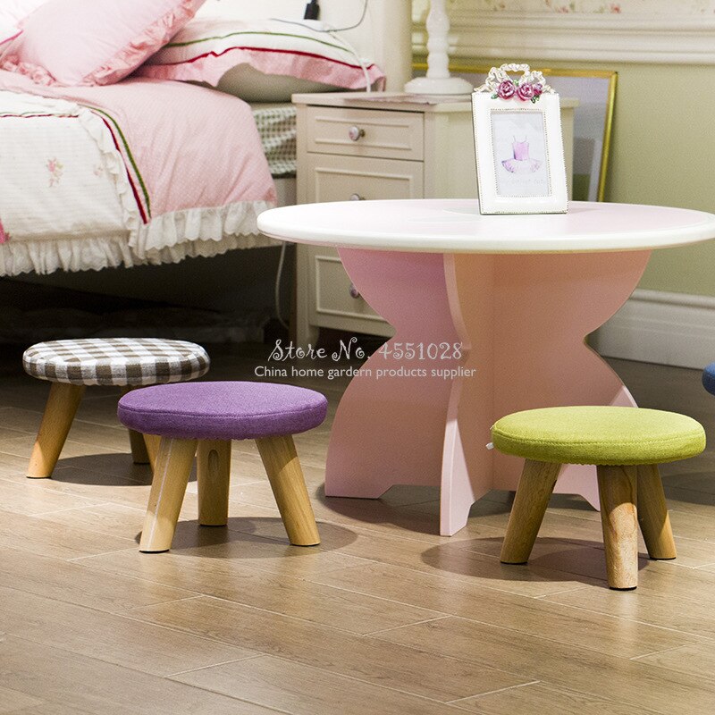 Simple and Stylish Solid Color Stool Household Wood Shoes Stool Round Cute Childrens Stool 29x29x30cm Dotomy Kids Stool