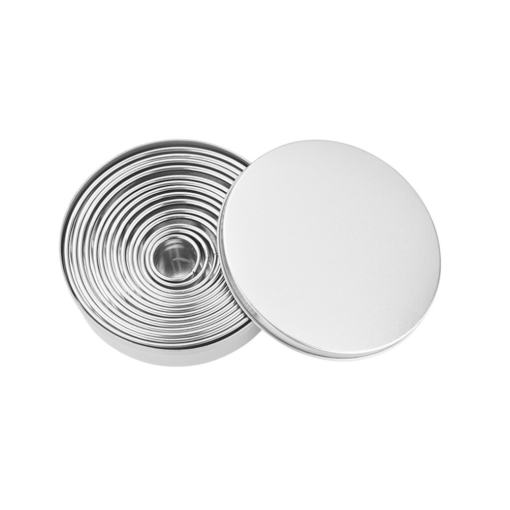 Stainless Round Cookie Biscuit Cutter Set 14Pcs Metal Ring Molds Heavy Duty
