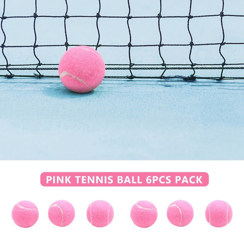 6 stk pakke rosa tennisballer slitesterke elastiske treningsballer 66mm damer nybegynnere trener tennisball for klubb