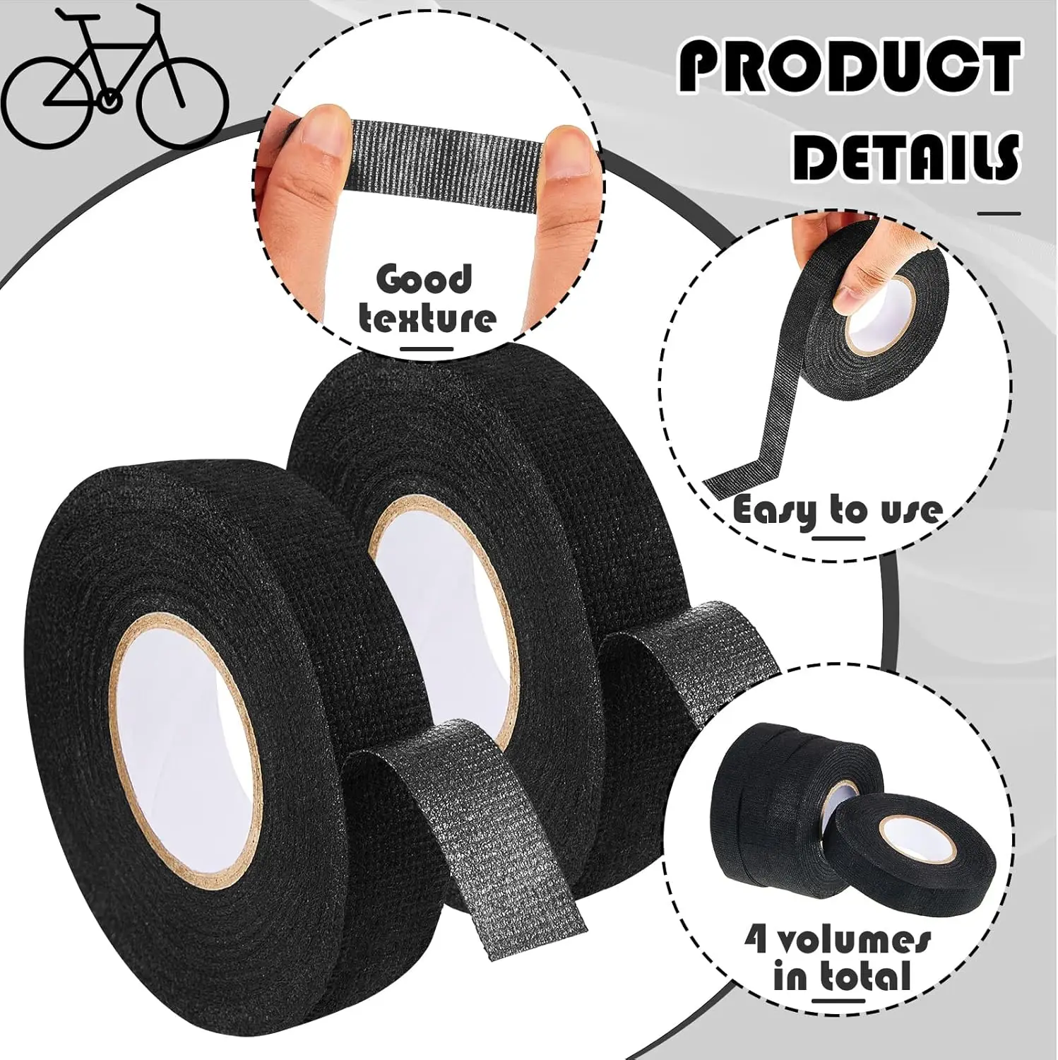 Insulation Fabric Tape High Temperature Resistant Cloth Tape Electrical Wiring Loom Cable Harness Waterproof Self-Adhesive Felt