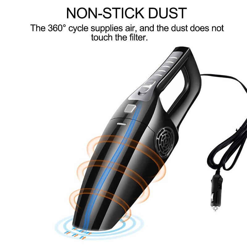 8000Pa Strong Suction Car Vacuum Cleaner 120W 12V Portable Handheld Car Plug Wired Wet/Dry Vaccum Cleaners for Car Home Pet Hair