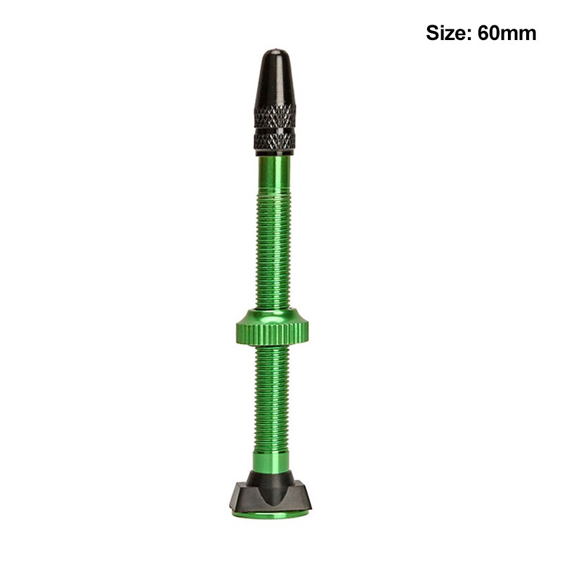 Bicycle 1Pair 40/60mm Presta Valve Road MTB Bicycle Tubeless Tires Alloy Stem Cycling Tubeless Sealant Compatible Vacuum Nozzle: 60mm Green 1 Pair