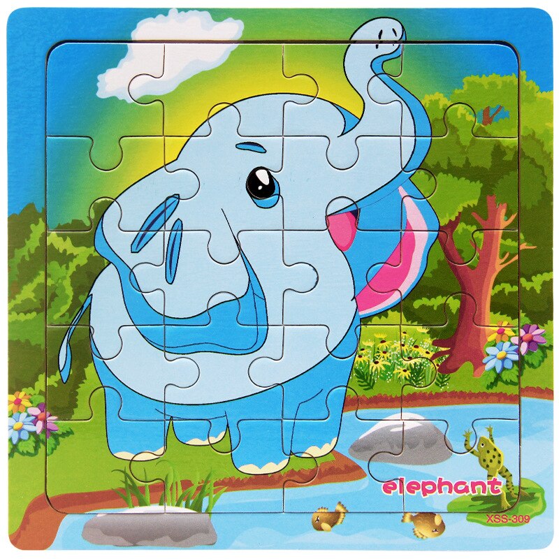 Kleine 3D Puzzle kinder 20 Stück von Holz Wald Tier Geschichte Puzzle Idiom Puzzle Pädagogisches Spielzeug: green