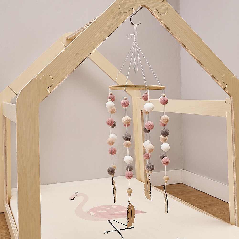Baby nordisk stil rangler mobile træperler vindklokke klokke legetøj til børneværelset seng hængende indretning telt indretning fotografering rekvisitter