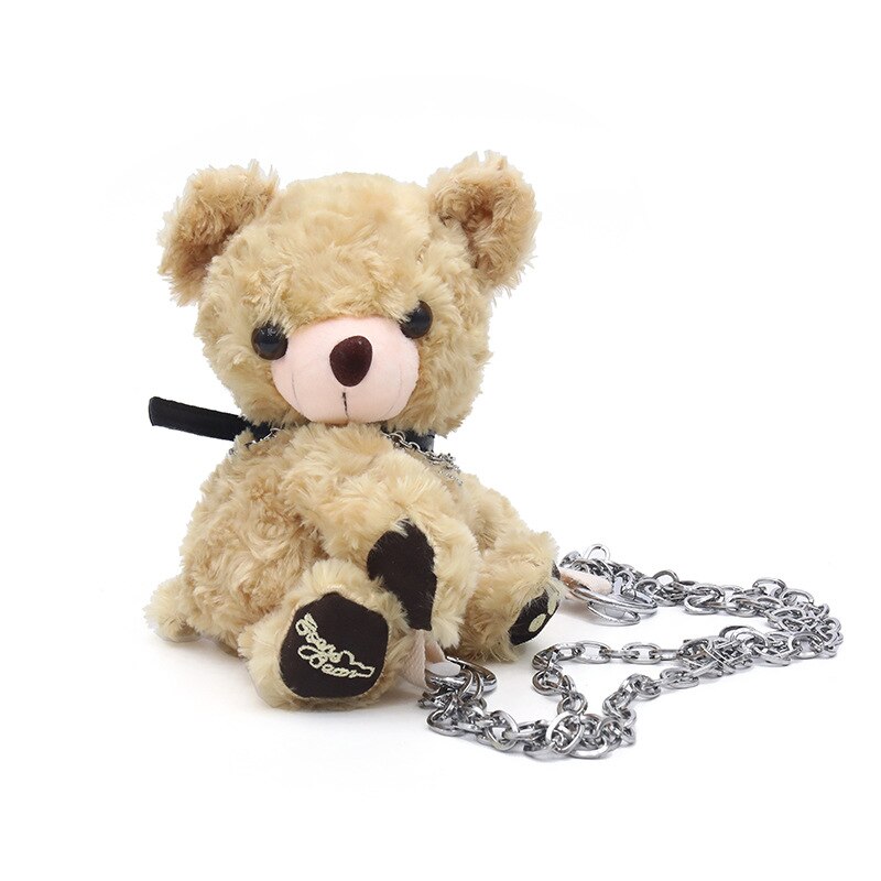 Girls Messenger Bag Bear Chain Plush Bag Korean Shoulder Women Small Bag: wuzhizhu