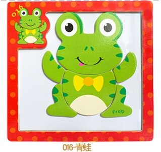 Holzspielzeug 3D Magnetische Puzzle Holz Baby Spielzeug Tiger/Bär Frosch Cartoon Tiere Kühlschrank Magnet Pädagogisches: Frog