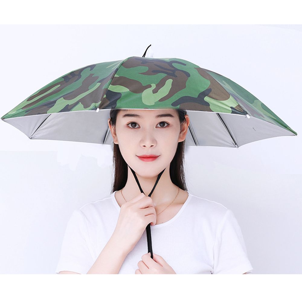 Paraguas portátil, sombrero a prueba de viento, cabeza de pesca, sombrilla, equipo de lluvia, paraguas plegable para exteriores, sombreros para cabeza de playa y acampada: Verde