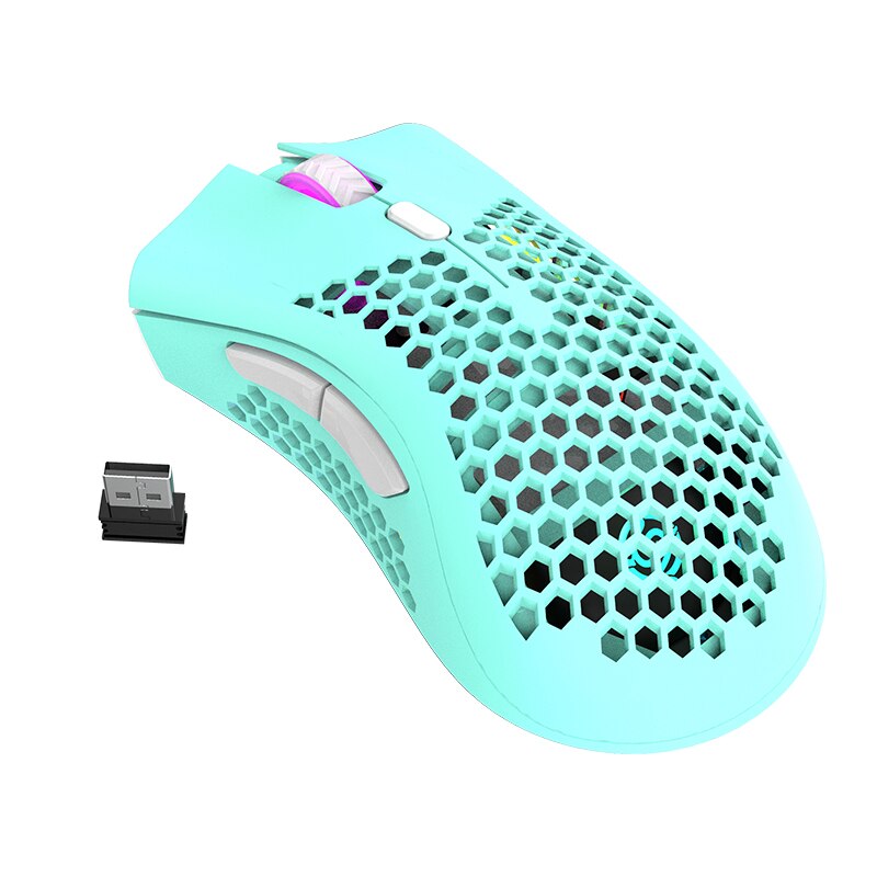 BM600 2.4GHz Wireless Gaming Mouse USB Rechargeable 1600DPI Adjustable RGB Backlit Hollow Out Honeycomb Office Gamer Mice