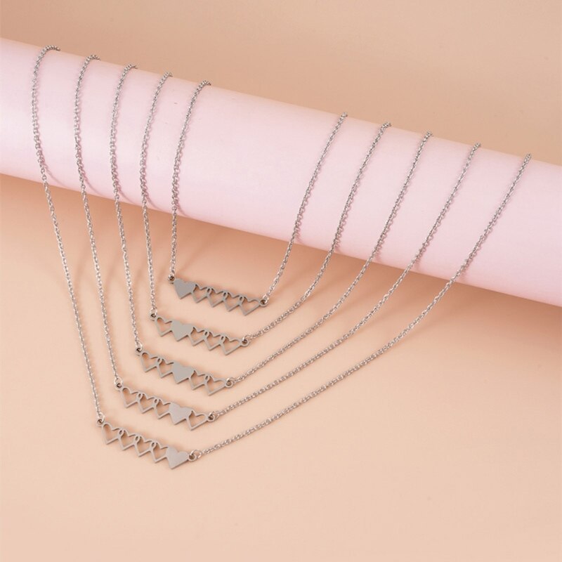 4Pcs/5Pcs Sister Heart-shaped Short Necklaces Stainless Steel Best Friend Necklace Suitable for 4 Sisters or 5 Sisters