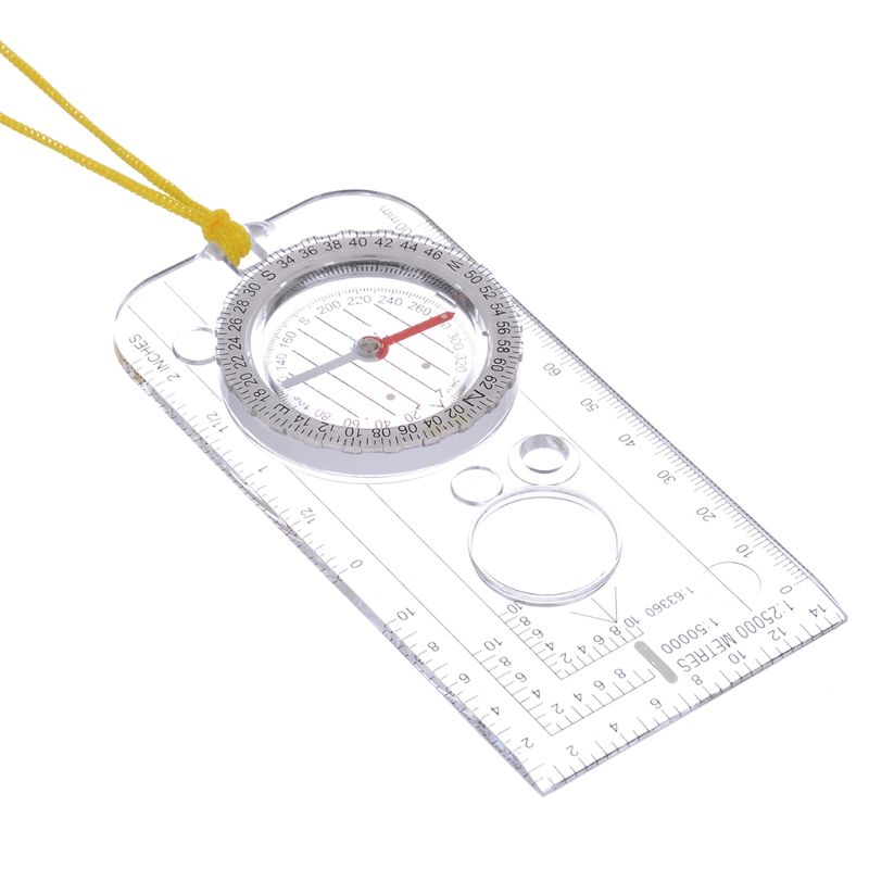 Multifunctionele Tekening Heerser Map Scale Camping Navigatie Kompas Hoek Heerser Vergrootglas