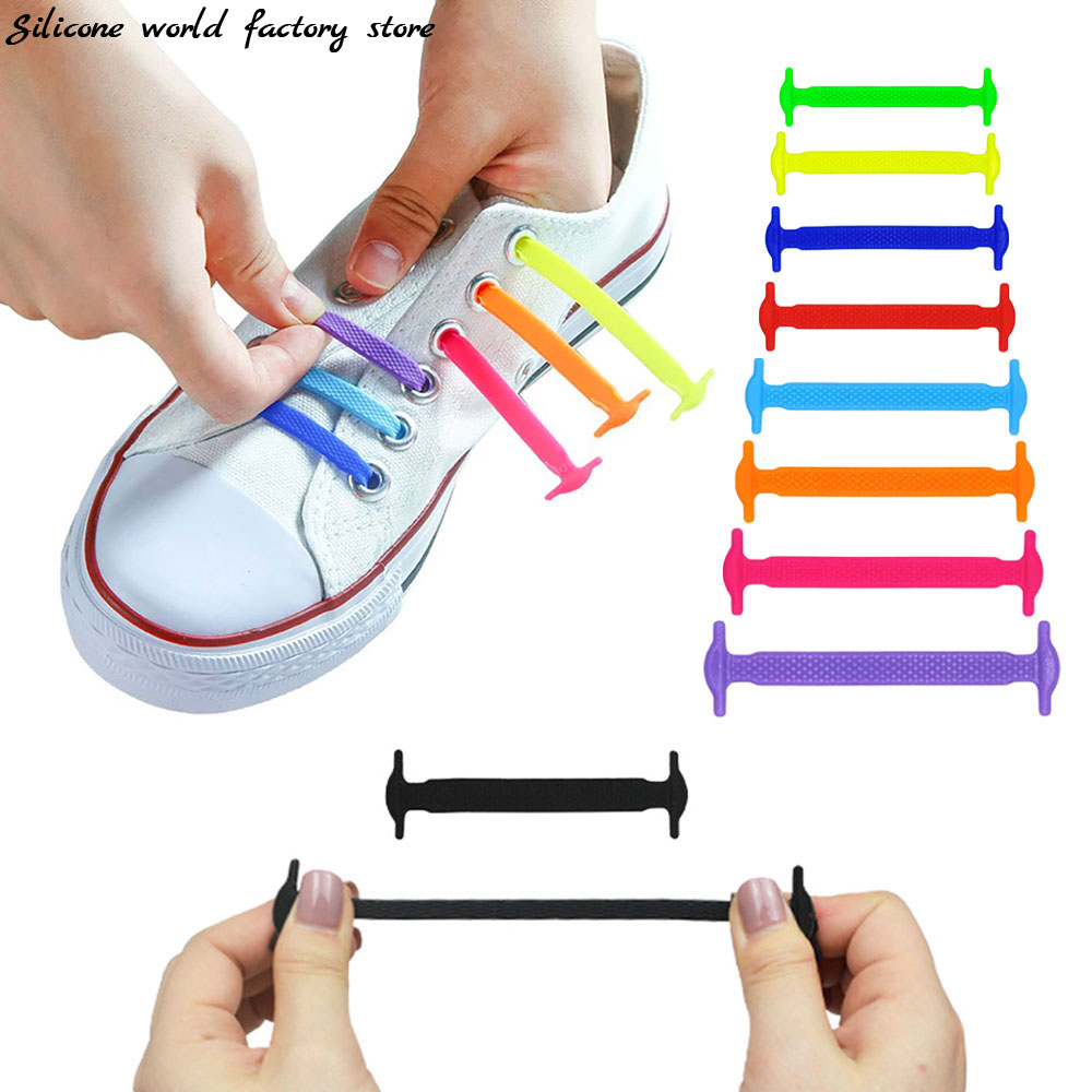 Cordones elásticos de silicona para niños y adultos, zapatillas de deporte atléticas sin corbata, Ajuste rápido, World, 16/12 piezas
