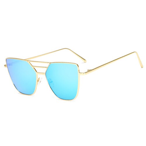 Dames heren kattenoog roze zonnebril dames zonnebril spiegelend dames vierkante zonnebril voor coating oculos merk zonnebrillen: Gouden frame ijs