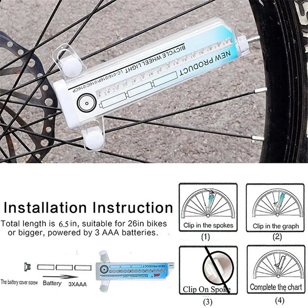 Lumière de roue de vélo, lumière de rayon de vélo, lumière de sécurité pour pneus, 30 modèles différents, changement sans batterie, accessoires de vélo étanches