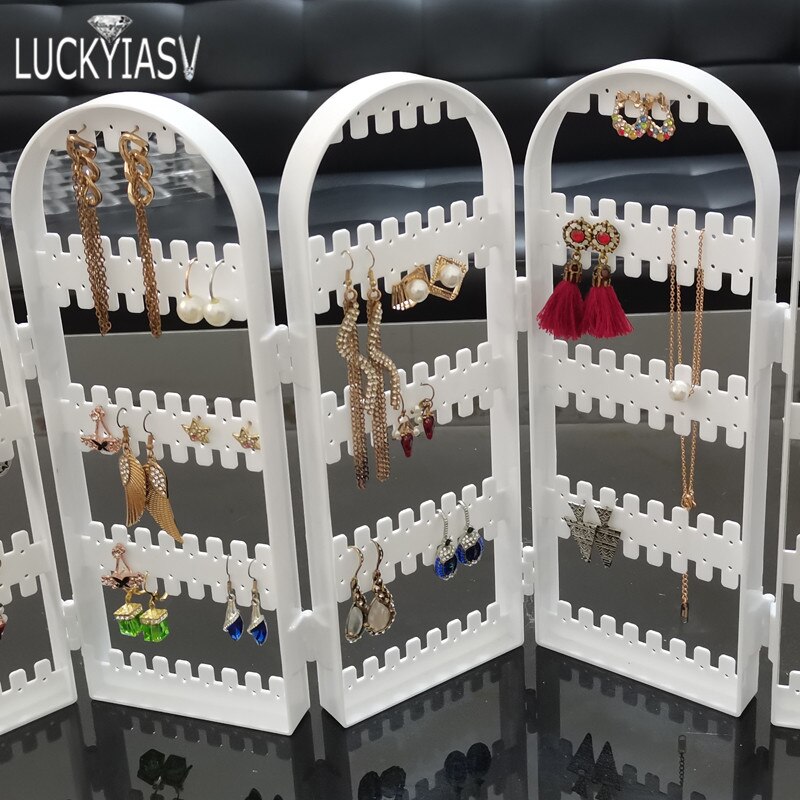 Wyczyść 120/180/240/360 otwory plastikowe kolczyki szpilki stojak wystawowy składany ekran kolczyk ekspozytor do biżuterii do przechowywania Stud