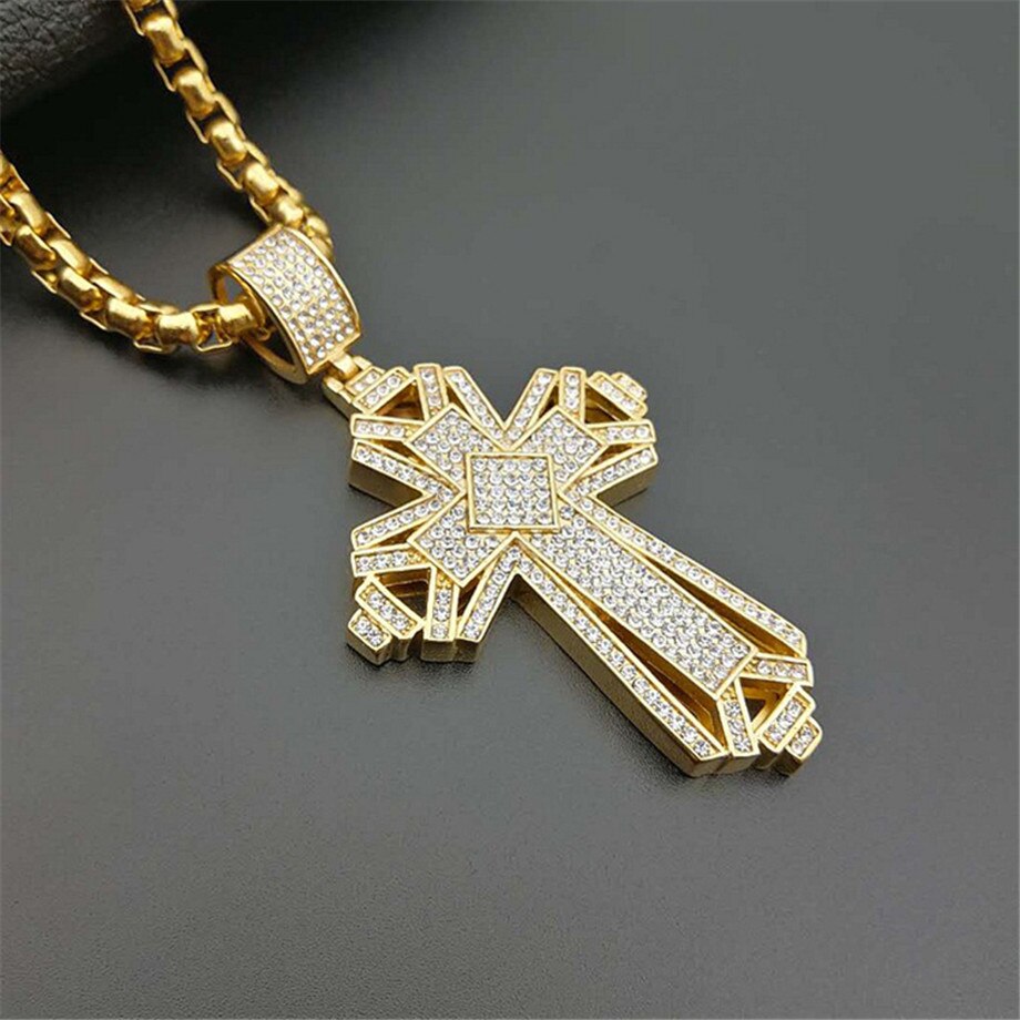Newest Iced Out Stainless Steel Big Cross Pendant Grandado