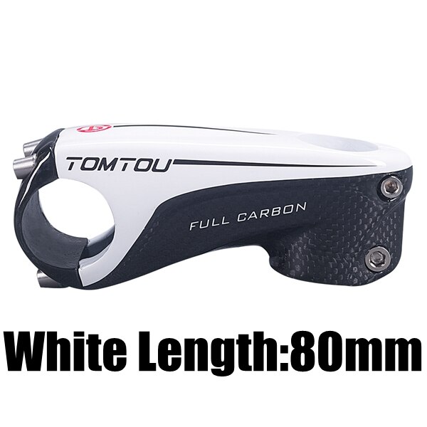 Tomtou blank fuld 3k kulstofstamme 6 grader landevejscykel 80/90/100/110mm mountainbike dele 150g hvid  - t70 u 53: 80mm