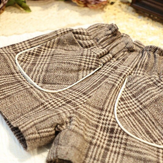 Meisjes Wollen Plaid Shorts En Najaar Stijl Losse Leggings Koreaanse Kinderen P5460