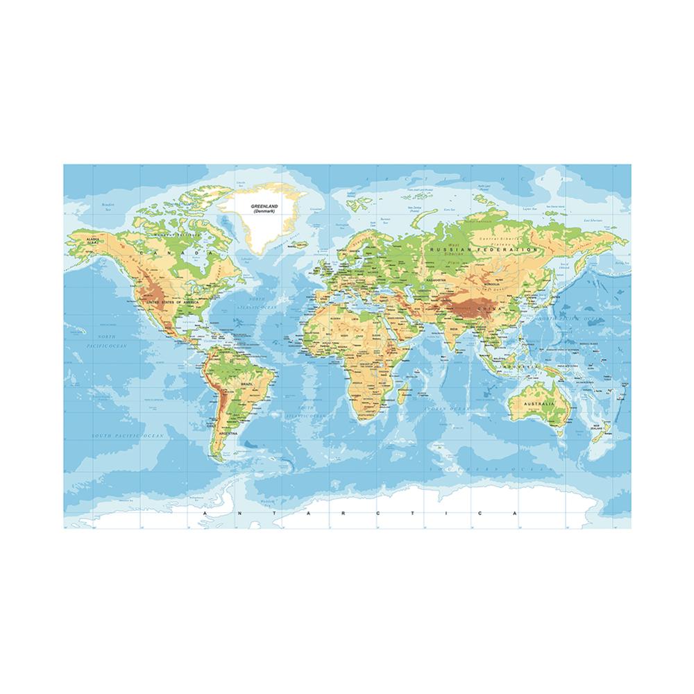 150x225cm The World Non-woven Map Mercator Projection Without National Flags For Education And Culture